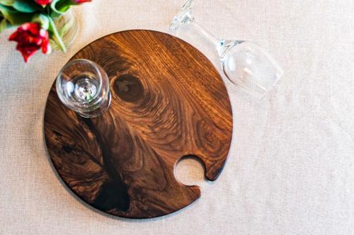 Walnut Round with black epoxy