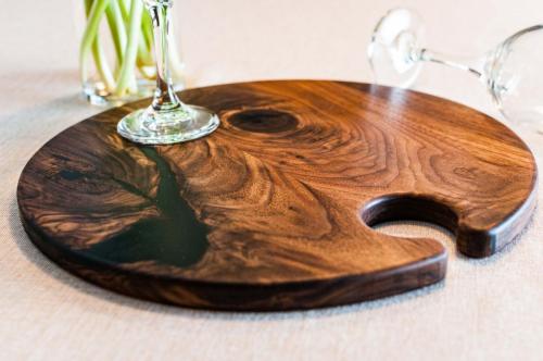 Walnut Round with black epoxy