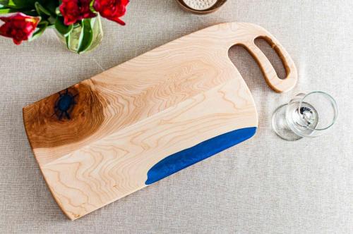 Curly Maple Charcuterie with Midnight Epoxy