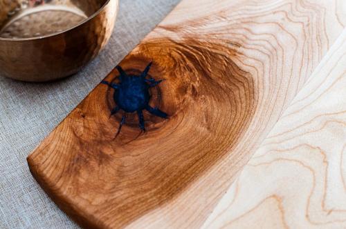 Curly Maple Charcuterie with Midnight Epoxy